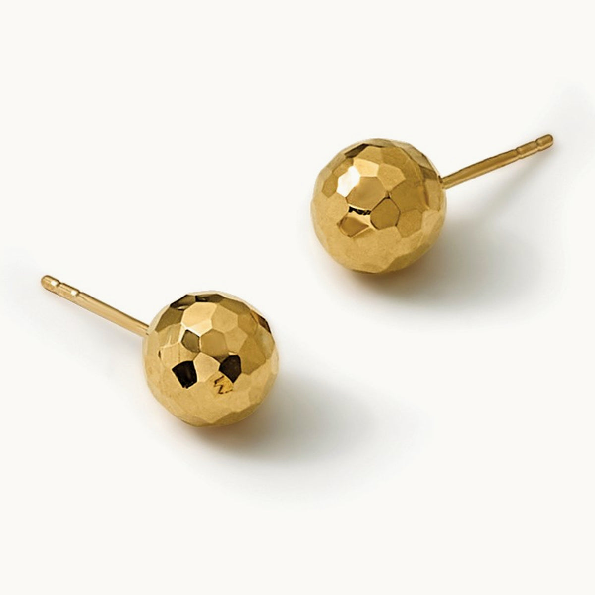Polished Faceted Post Earrings — 10K Yellow Gold