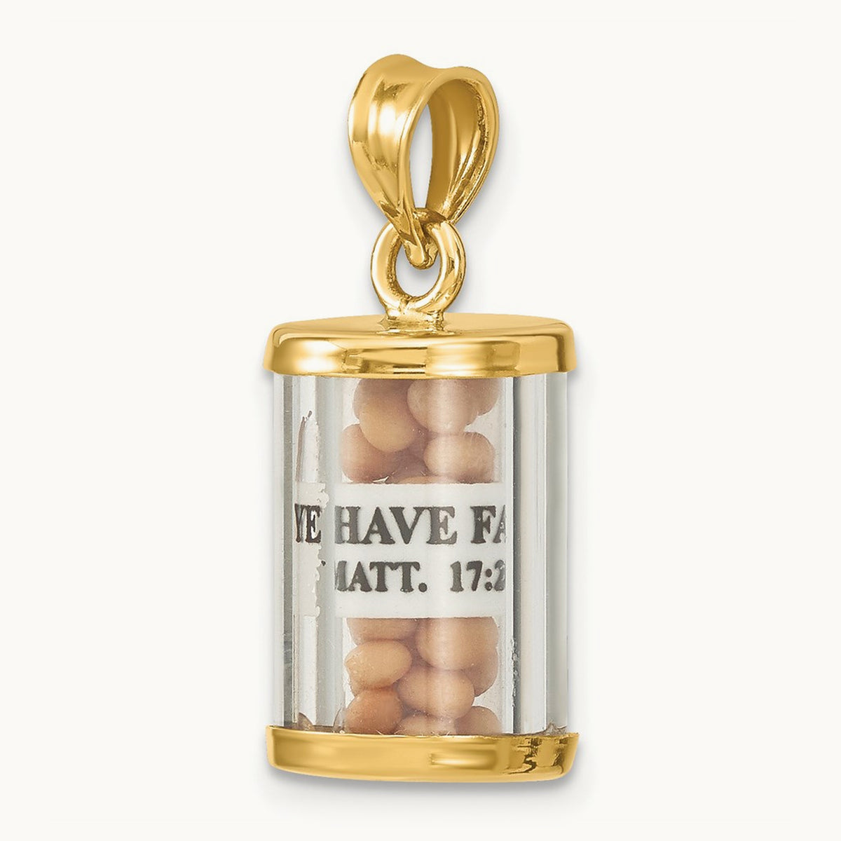 3-D Mustard Seeds Matthew 17 Scroll Pendant, 14K