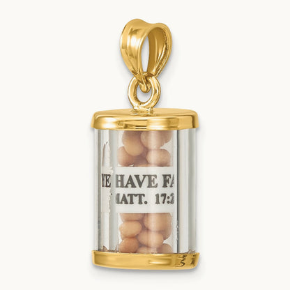 3-D Mustard Seeds Matthew 17 Scroll Pendant, 14K