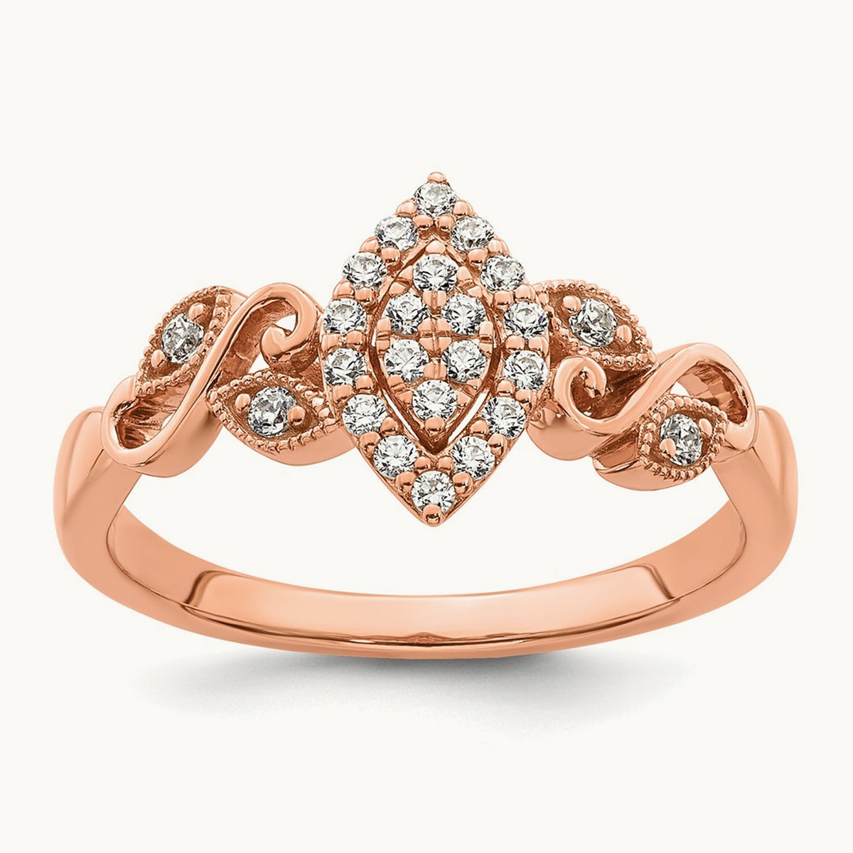 Complete Diamond Cluster Marquise Engagement Ring — 14K Rose Gold