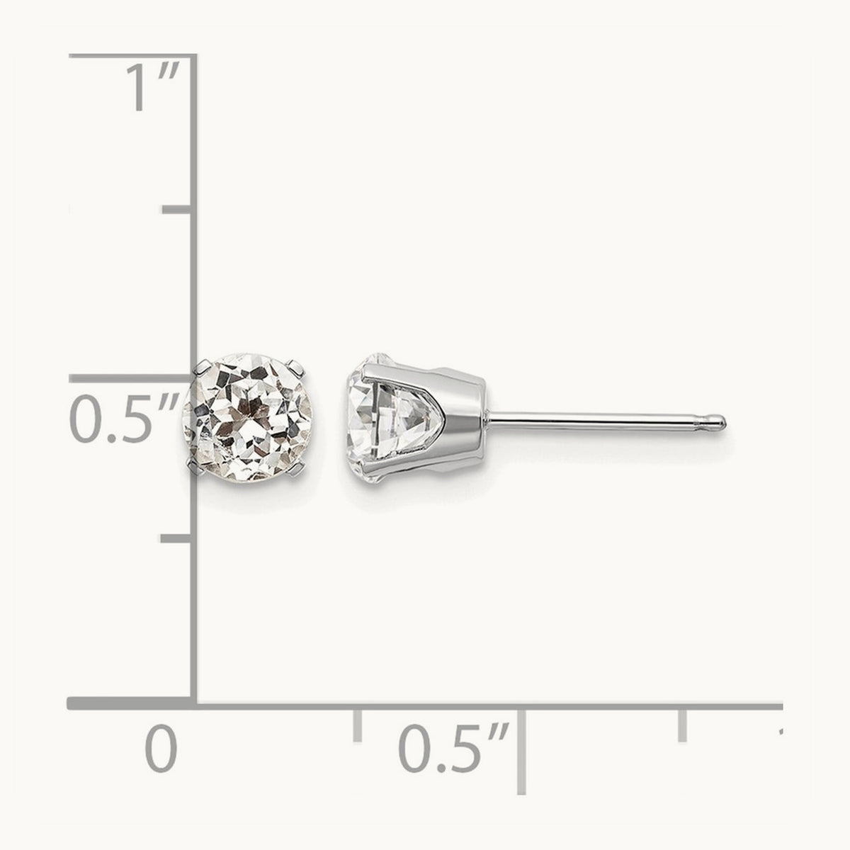 White Topaz Stud Earrings — 5mm