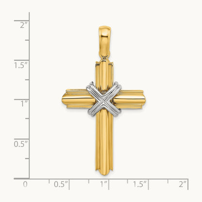 X Center Polished Cross, 14K Two-tone