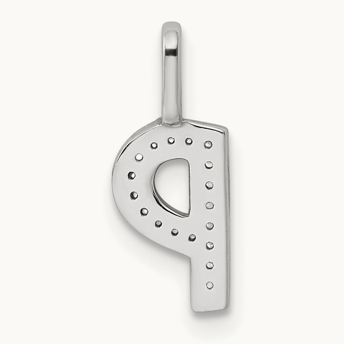 Diamond Letter P Initial Pendant, 14K White Gold