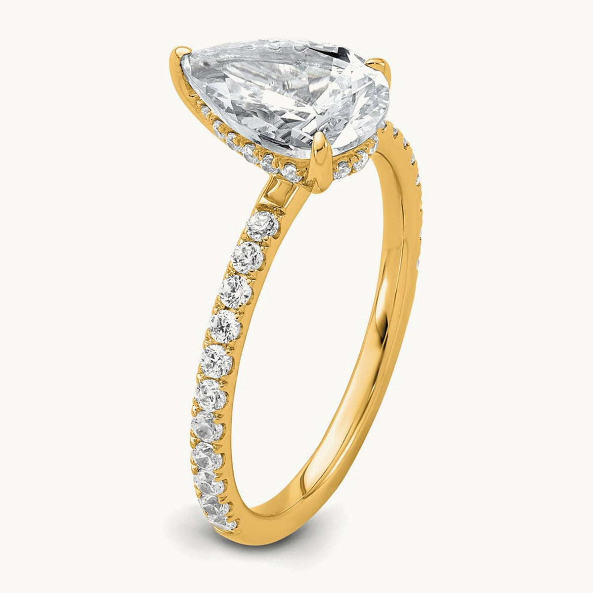 Pear Solitaire Engagement Ring, 1.25-4.75 ct tw Lab-Grown Diamond — 2 ct, 14K Yellow Gold