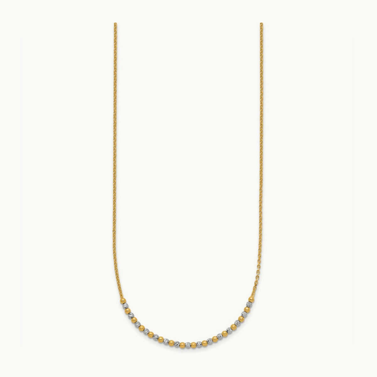 Diamond-cut Beaded 18in Necklace — 14K Two-Tone Gold