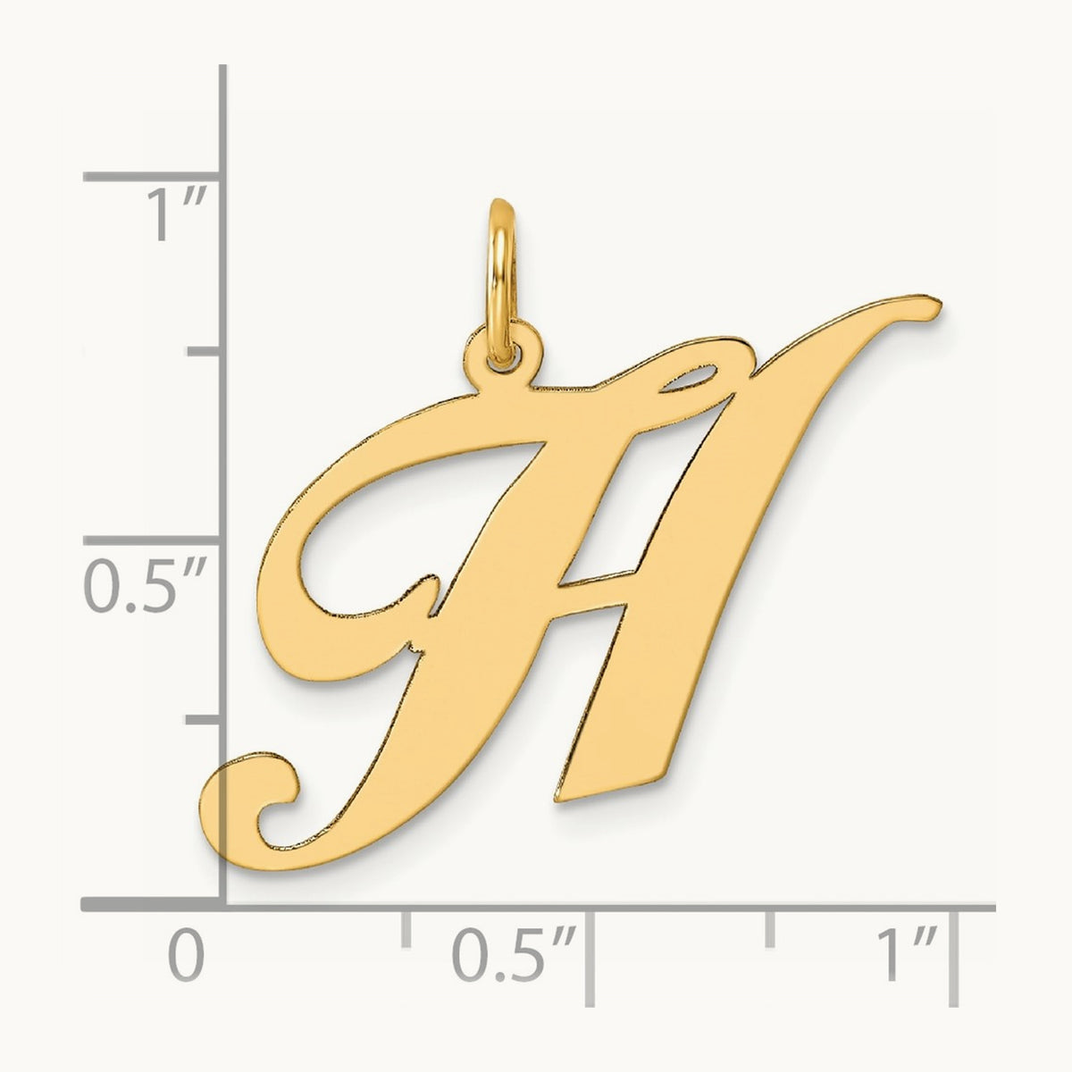 Large Fancy Script Initial Charm — 14K Yellow Gold, H