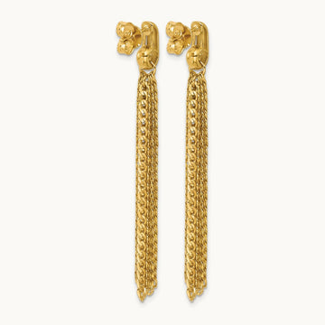 Polished Fancy Curb Link Tassel Post Dangle Earrings, 14K — Leslie's
