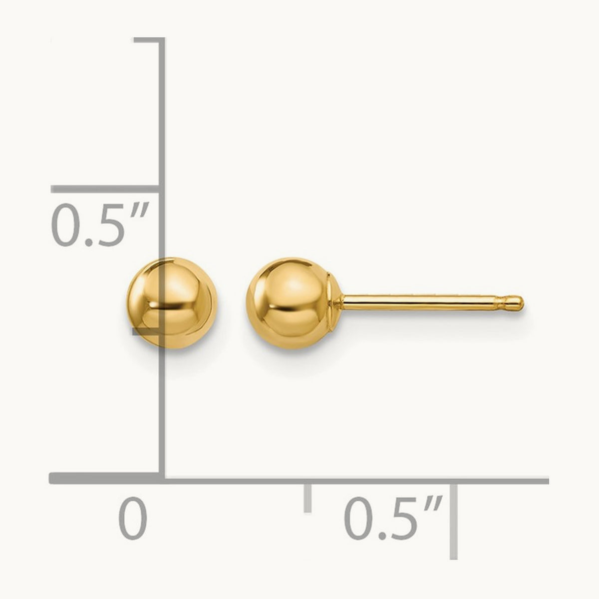 Polished Ball Post Earrings — 14K Yellow Gold, 4mm