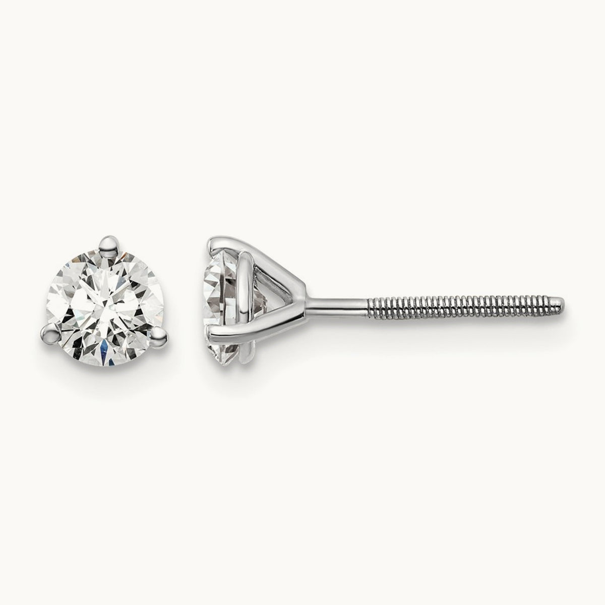 Round Stud Earrings, 0.10-6.00 ct tw Lab-Grown Diamond — 3/4 ct, Platinum