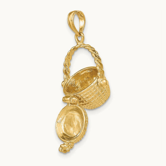 3-D Moveable Nantucket Basket Charm, 14K