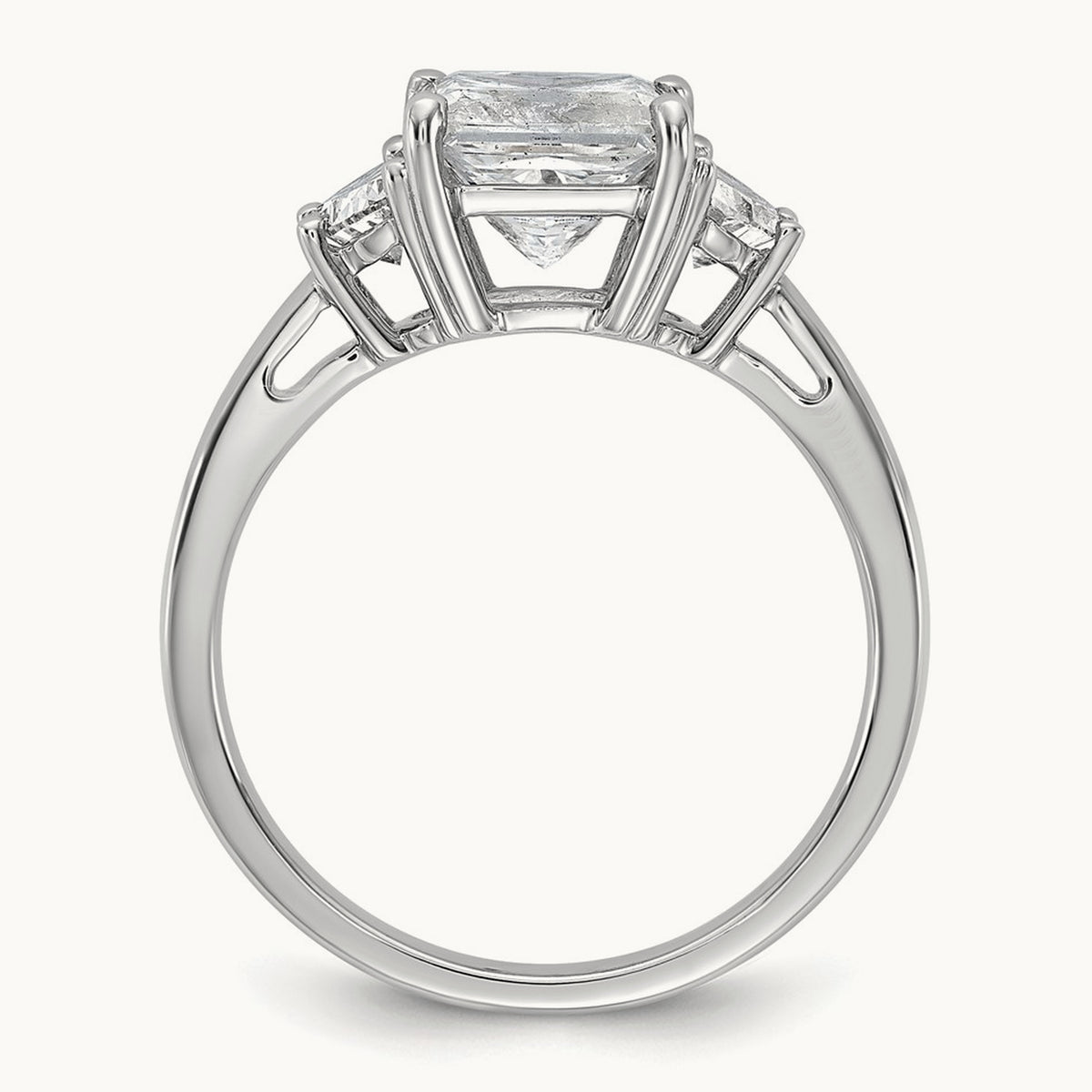 1/2ct Lab Grown Dia VS/SI+ G+ 1/2 Moon 2ct Princess Semi Eng Ring, 14K White Gold