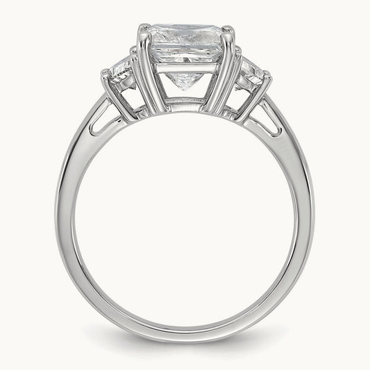 1/2ct Lab Grown Dia VS/SI+ G+ 1/2 Moon 2ct Princess Semi Eng Ring, 14K White Gold