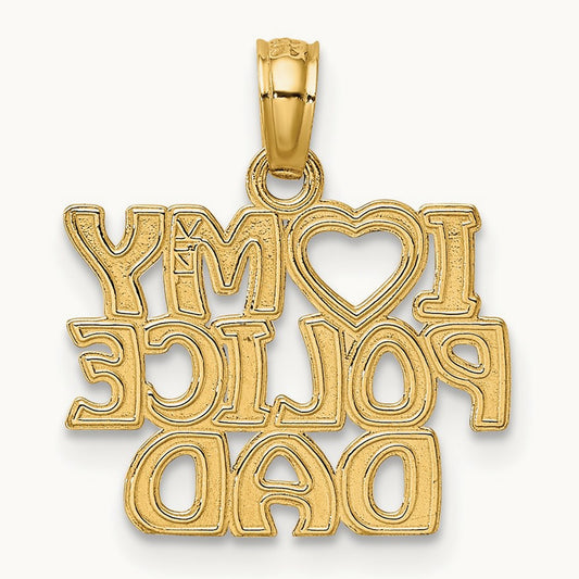 I HEART MY POLICE DAD Charm, 14K