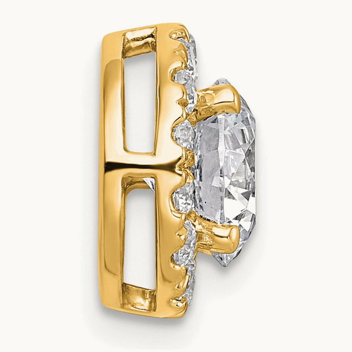 Round Halo Chain Slide Pendant, 0.25-5.00 ct tw Lab-Grown Diamond — 1 7/8 ct, 14K Yellow Gold