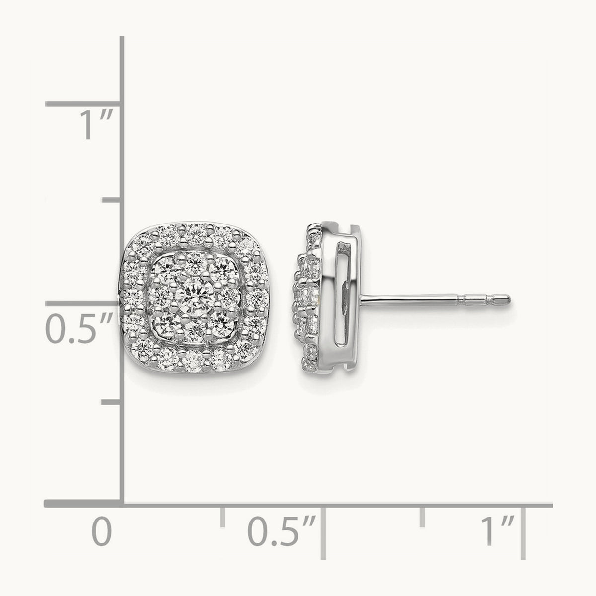 Square Halo Post Earrings, 0.75 ct tw Lab-Grown Diamond — 14K White Gold