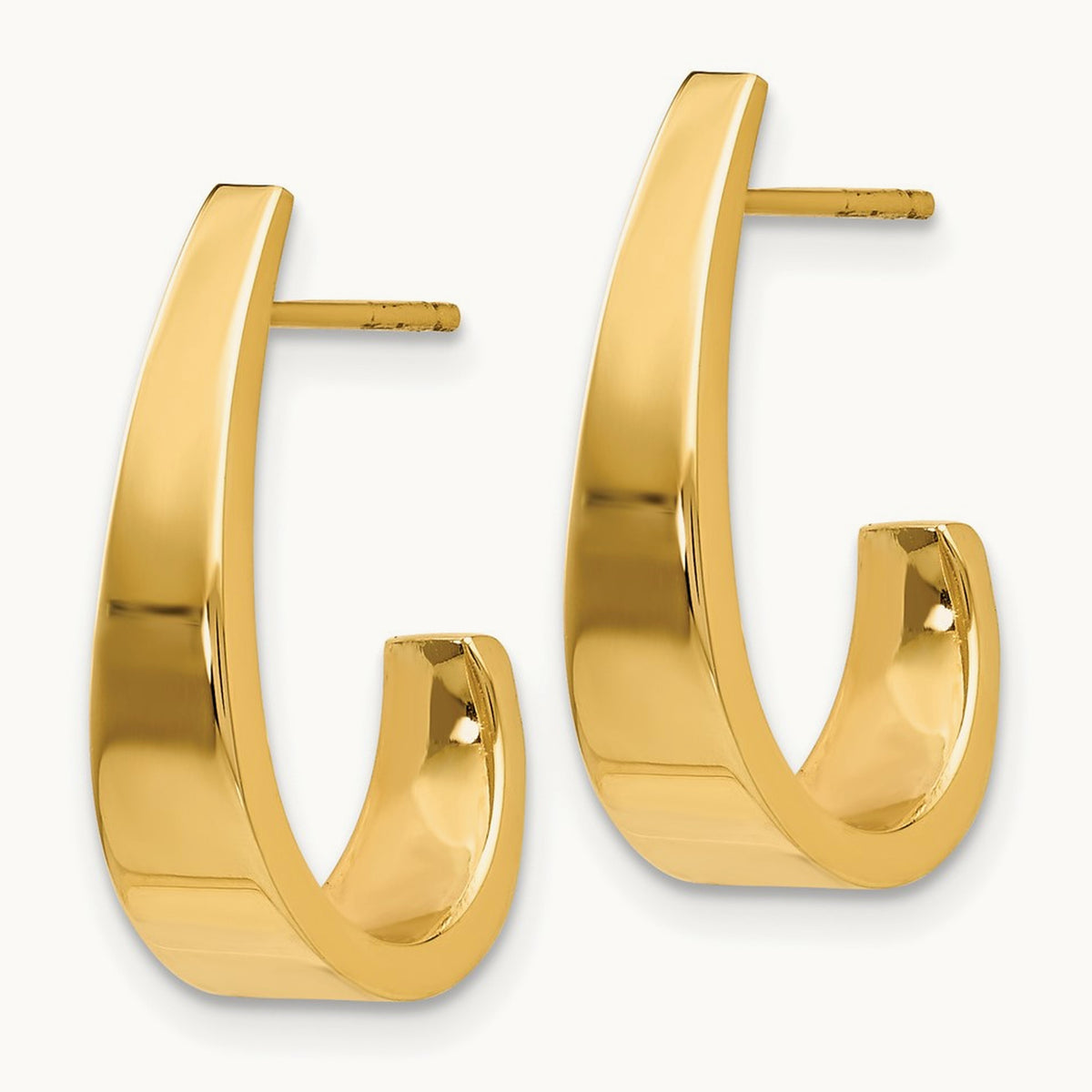 Medium Polished J Hoop Earrings, 14K