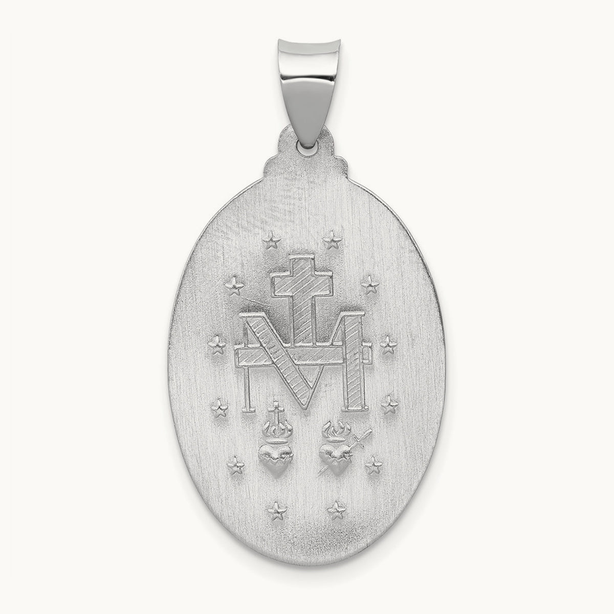 Polished/Satin Miraculous Medal Hollow Pendant — 34.5mm