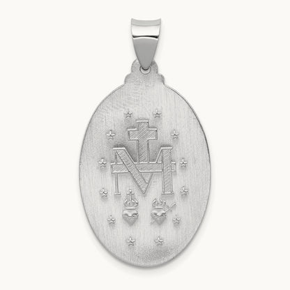 Polished/Satin Miraculous Medal Hollow Pendant — 34.5mm