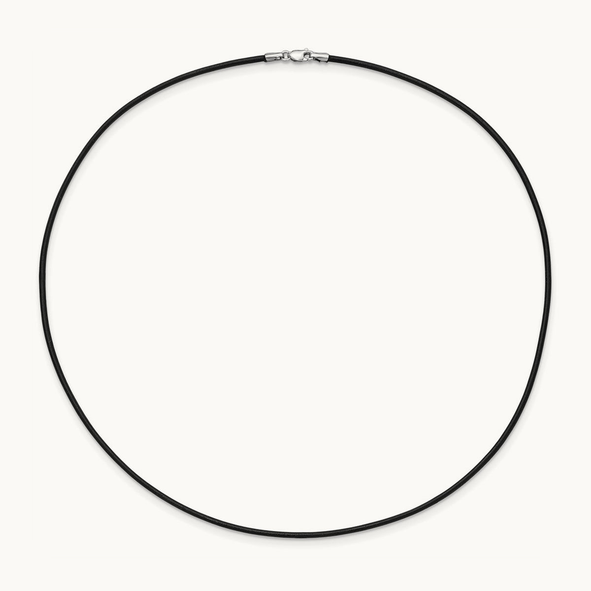 16in Black Leather Cord Necklace — 14K White Gold, 1.5mm