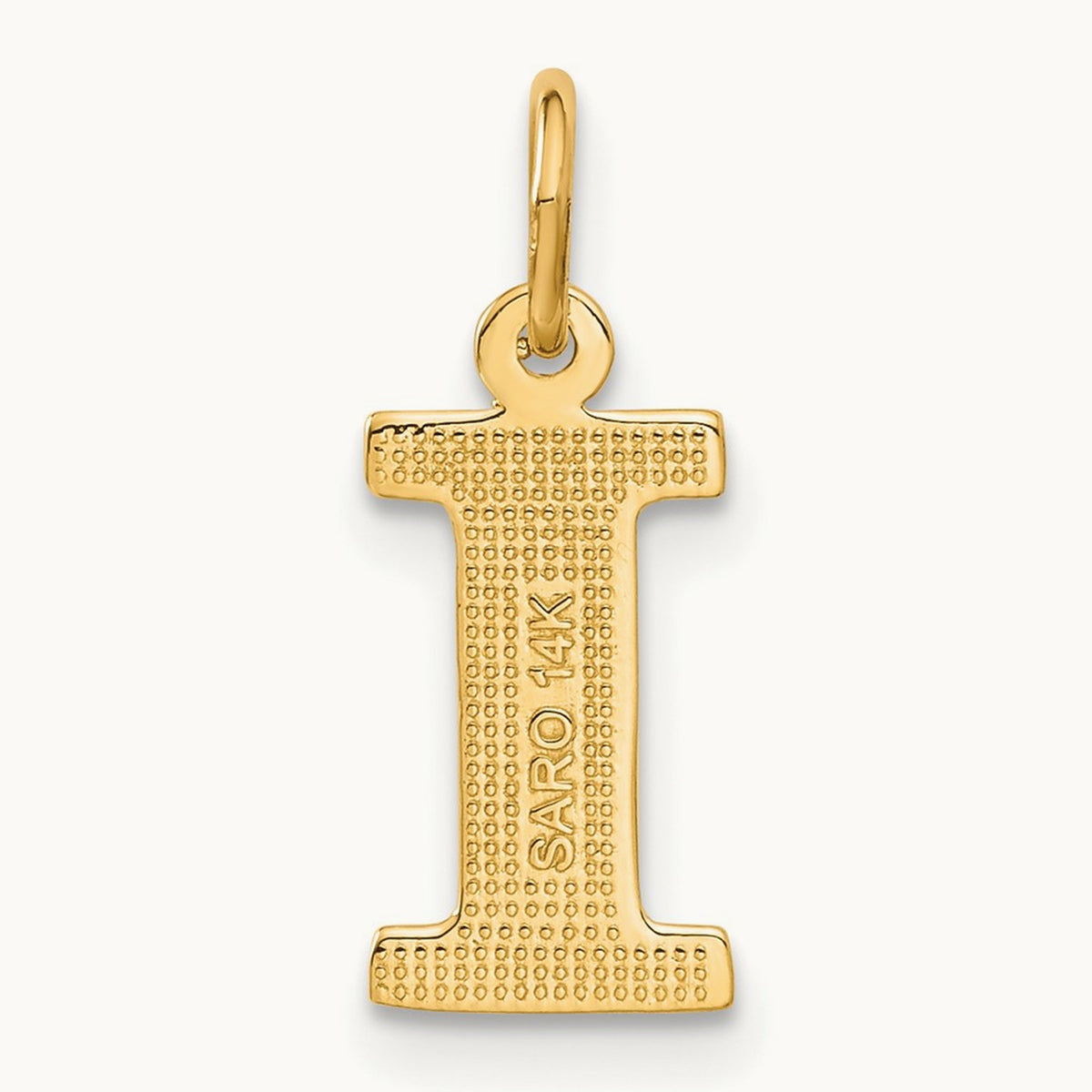 Satin Diamond-cut Initial Charm — 14K Yellow Gold, I