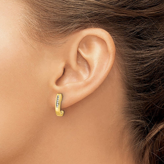 Diamond J-Hoop Post Earrings — photo set