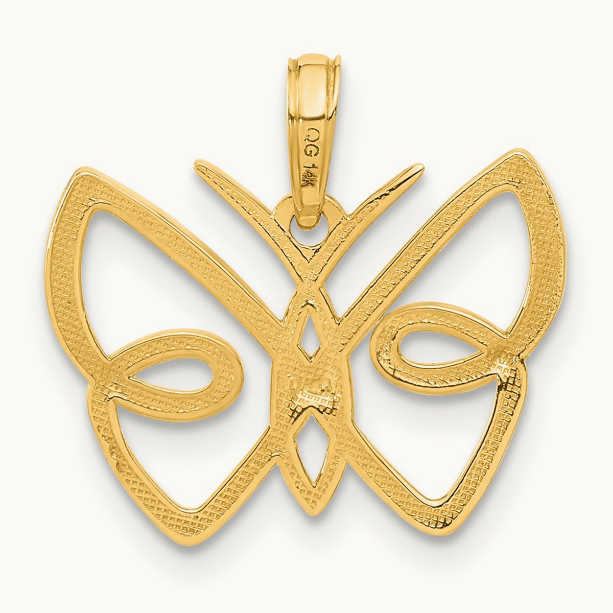 Polished Butterfly Pendant, 14K