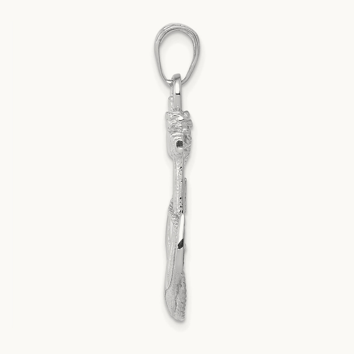 Anchor with Rope Pendant — 14K White Gold, 33mm