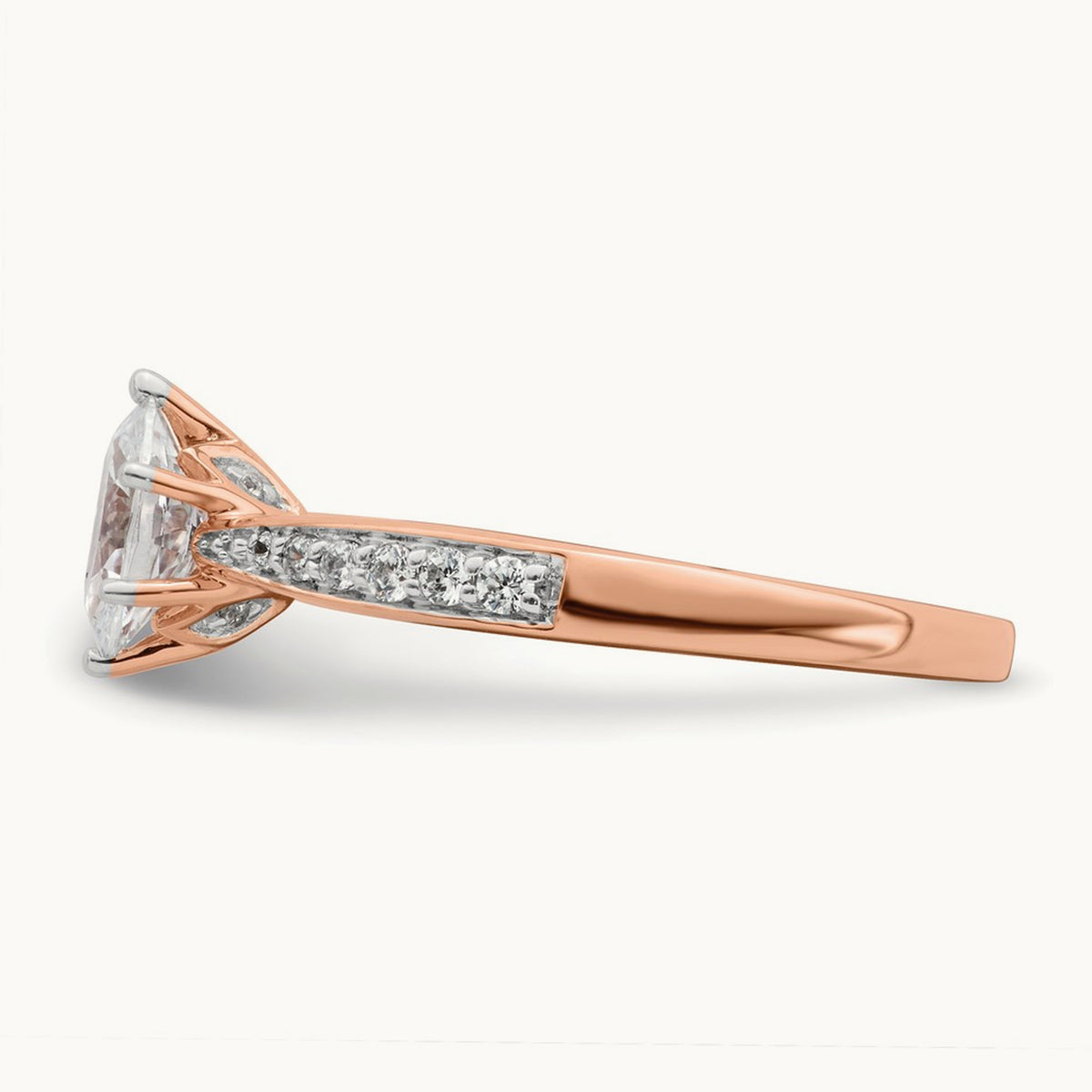Oval Leaf Design Semi-Mount Ring — 3/4 ct, 7