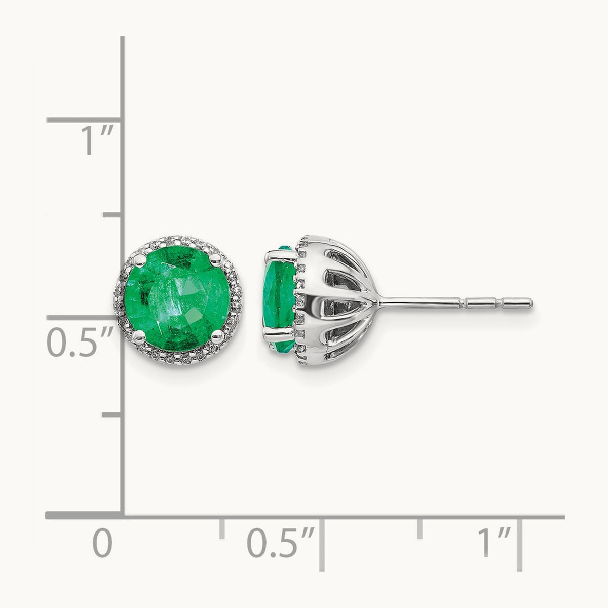 Diamond and Emerald Post Earrings — photo set
