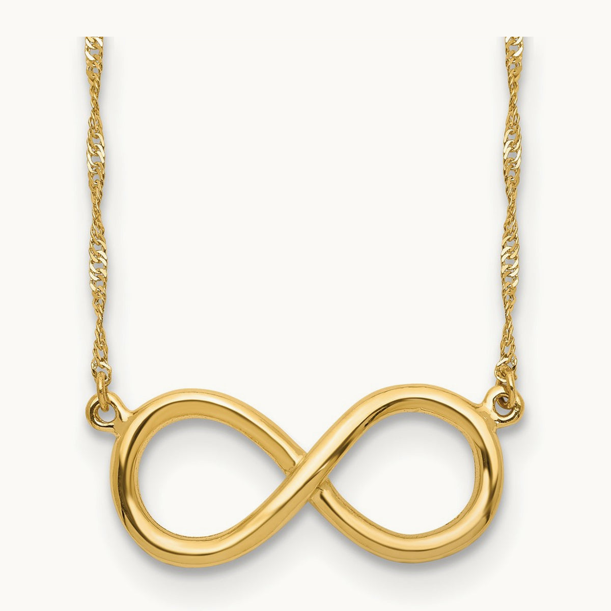 Polished Infinity Necklace — 14K Yellow Gold