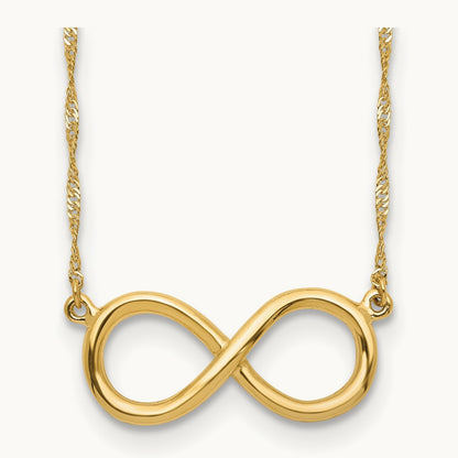 Polished Infinity Necklace — 14K Yellow Gold