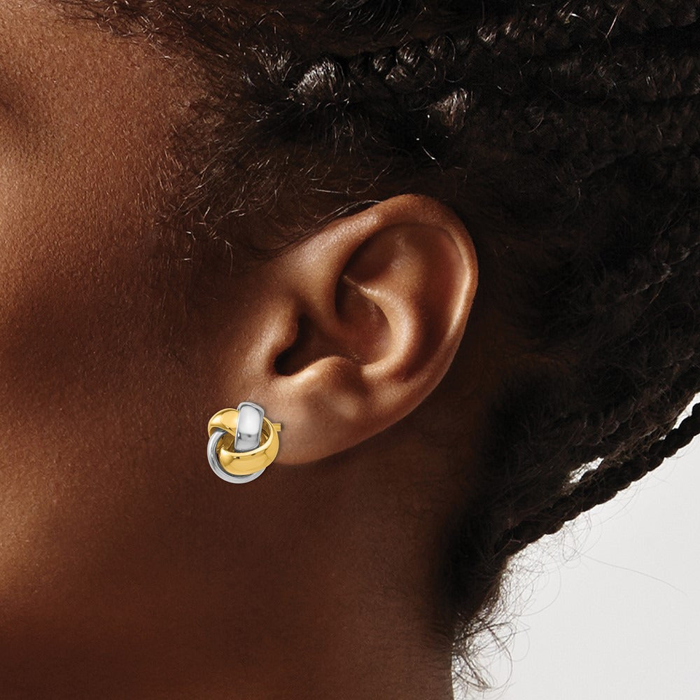 Knot Post Earrings — 14K Two-Tone Gold