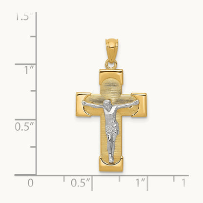 Crucifix Pendant, 14K Two-tone