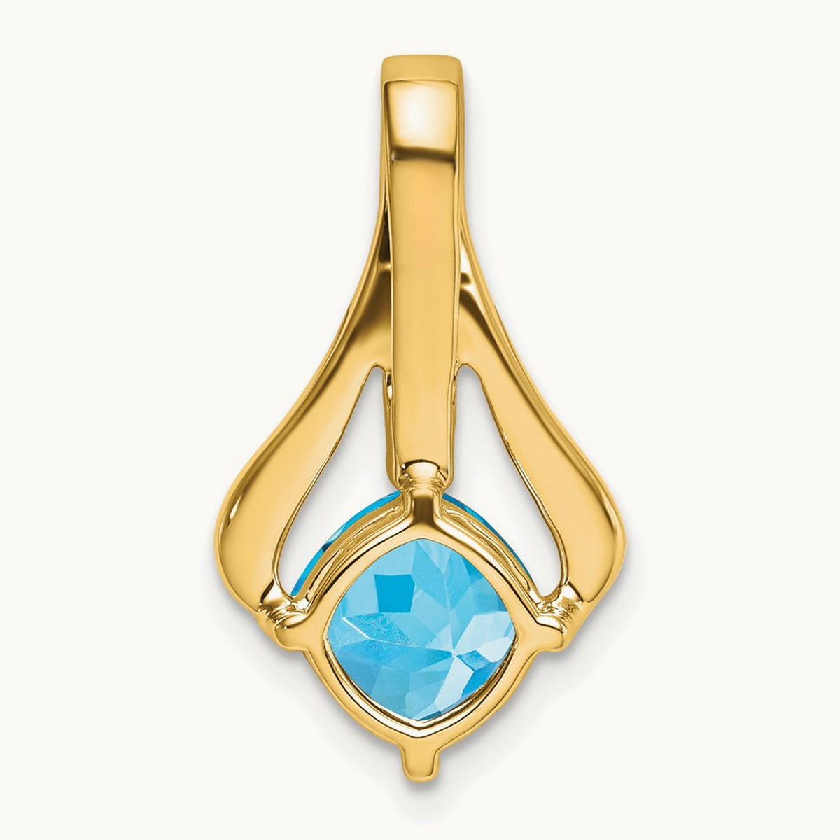 Blue Topaz and Diamond Pendant — 14K Yellow Gold
