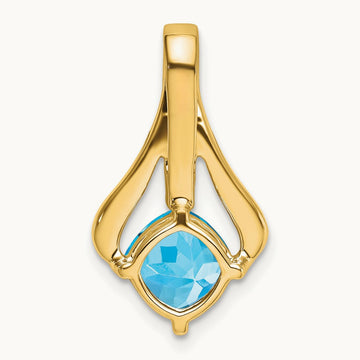 Blue Topaz and Diamond Pendant — 14K Yellow Gold