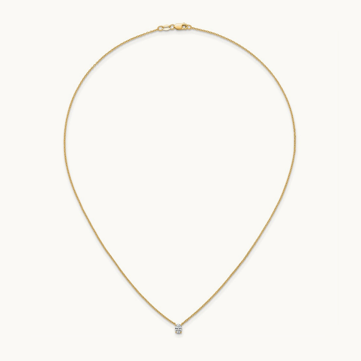 Oval Pendant Necklace, 0.25-4.00 ct tw Lab-Grown Diamond — 1/4 ct, VS (Best), 14K Yellow Gold