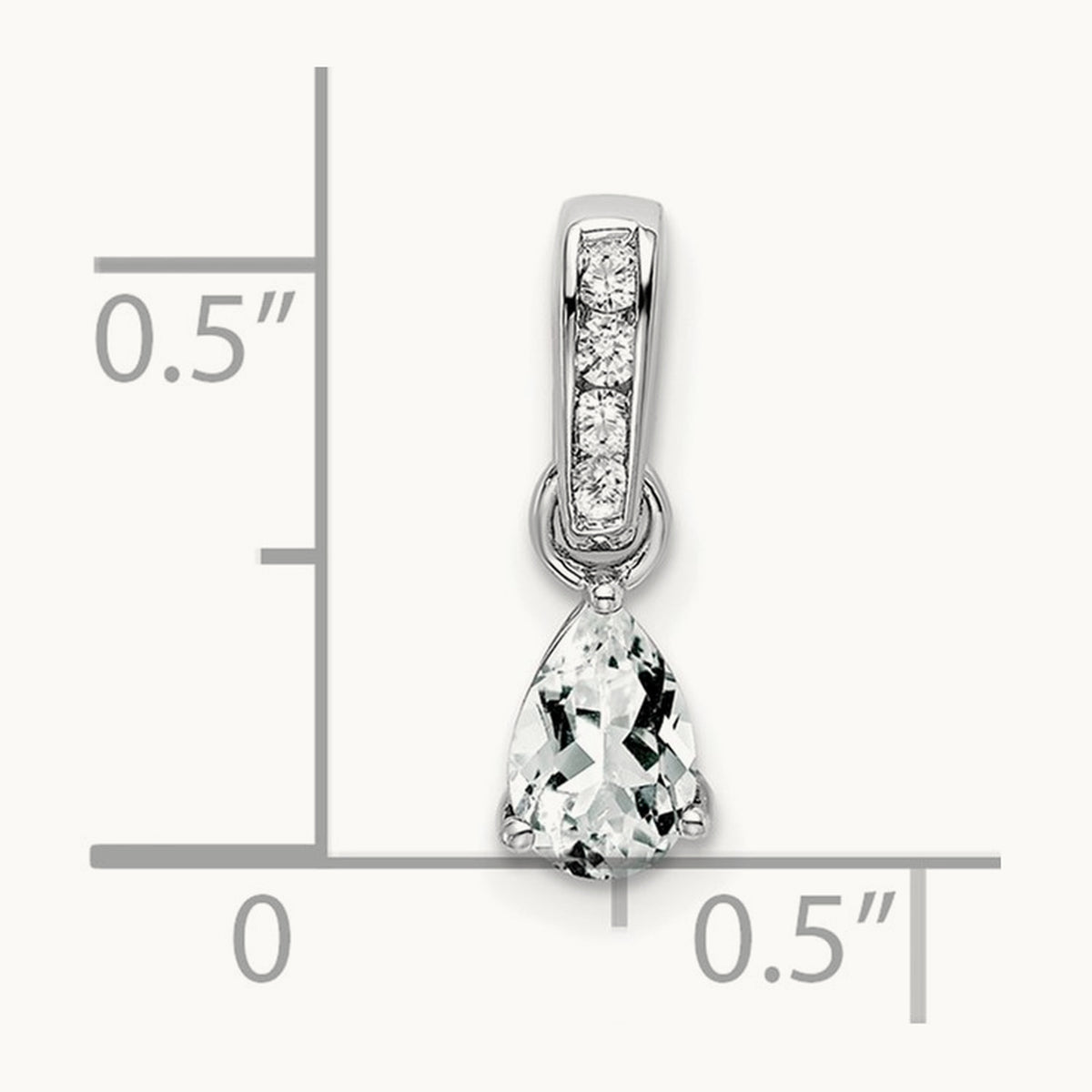 Pear Topaz and Diamond Pendant — 14K White Gold
