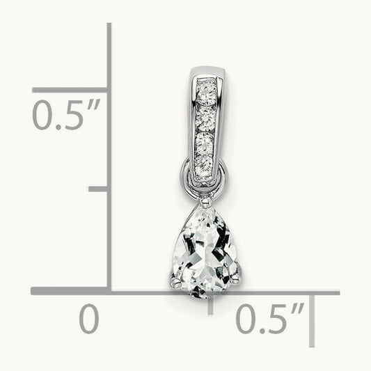 Pear Topaz and Diamond Pendant — 14K White Gold