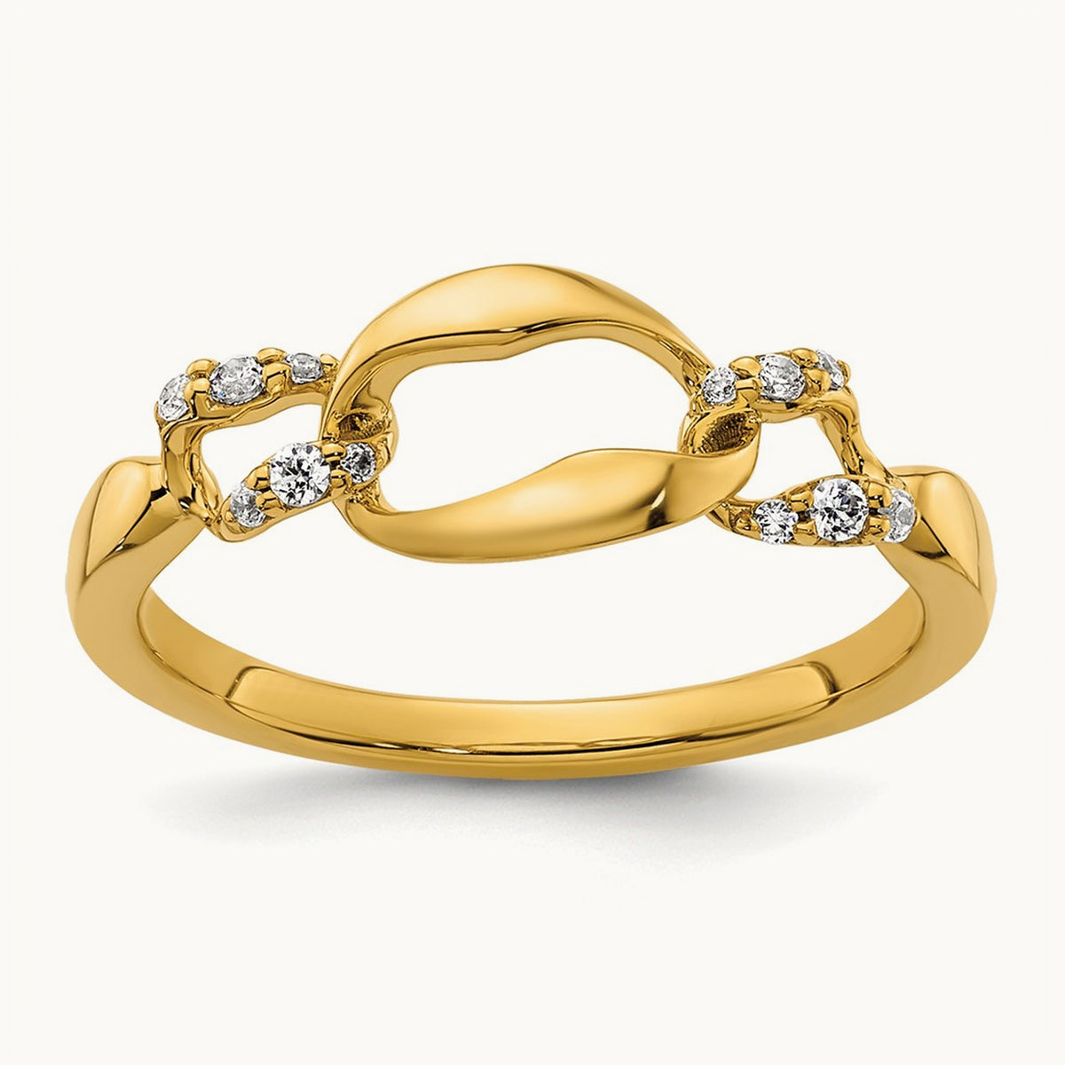 Polished Diamond Wavy Oval Fashion Ring, 14K