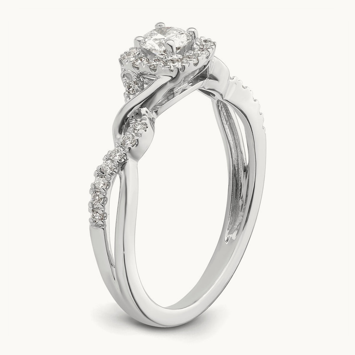 Round Bypass Engagement Ring, 0.50 ct tw Lab-Grown Diamond