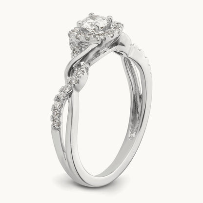 Round Bypass Engagement Ring, 0.50 ct tw Lab-Grown Diamond