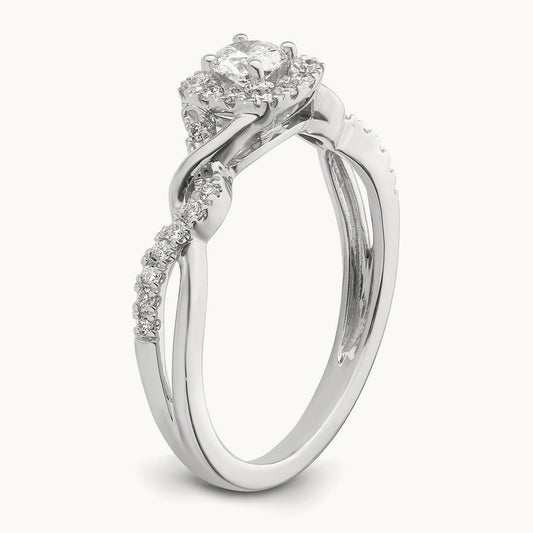 Round Bypass Engagement Ring, 0.50 ct tw Lab-Grown Diamond