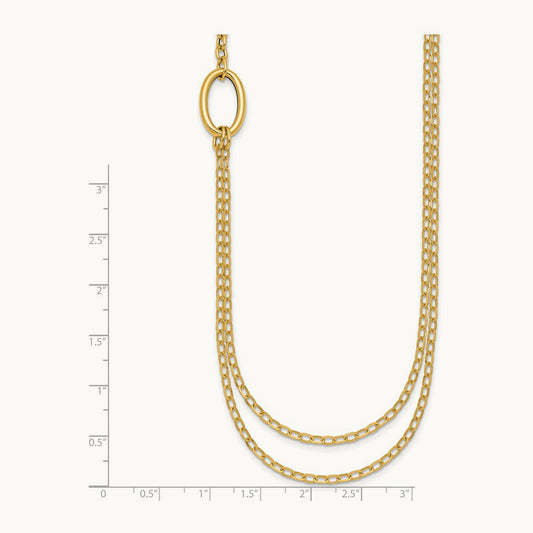 Polished Oval Double Strand Cable Chain 18in Necklace, 14K