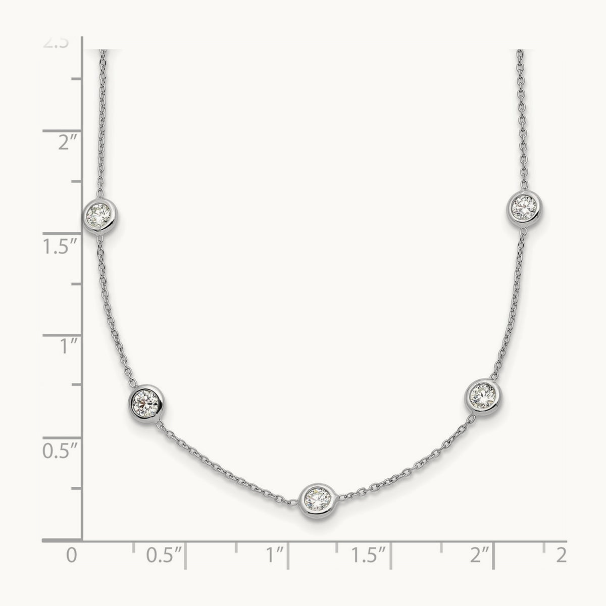 Platinum Polished Bezel Set Station Necklace, 1.50 ct tw Lab-Grown Diamond