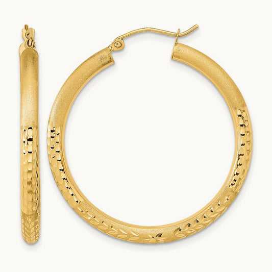 Polished Satin and Diamond-cut Hoop Earrings — photo set