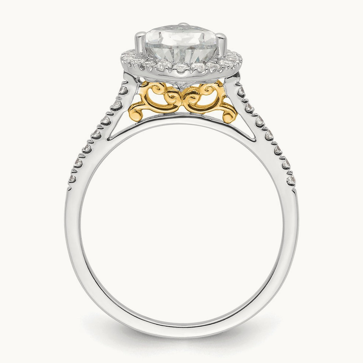 Pear Halo Semi-Mount Engagement Ring, 0.25 ct tw — 3/8 ct, 14K Two-Tone
