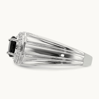 Onyx and Diamond Mens Ring, 14K