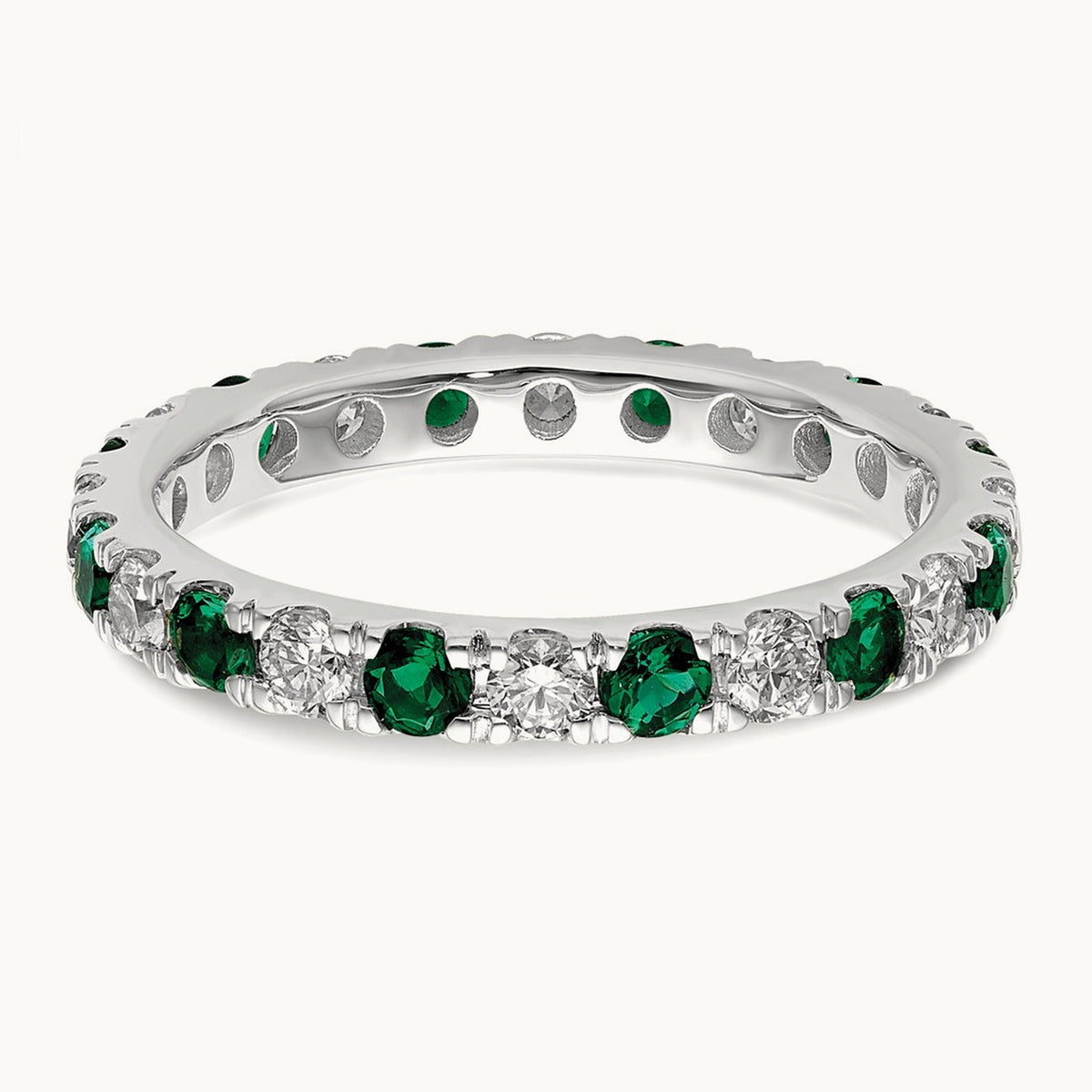 Created Emerald Eternity Band — 14K White Gold, 2.65 mm
