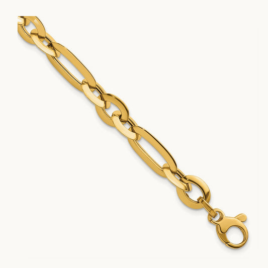 Polished Knife Edge Link 7.5 in Bracelet, 14K