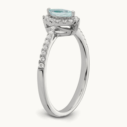 Aquamarine March Birthstone Ring, 0.20 ct tw Lab-Grown Diamond